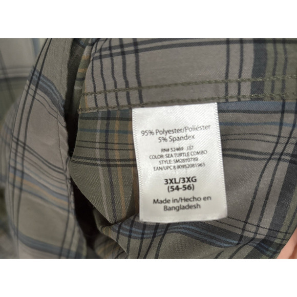 Swiss Tech Plaid‎ Shirt Mens 3XL Green Plaid Pockets Lightweight Stretch - Picture 4 of 7